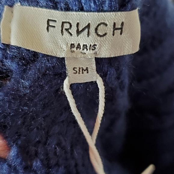 French Size Small Navy Blue Knit Turtleneck Sweater NWT - Picture 6 of 7